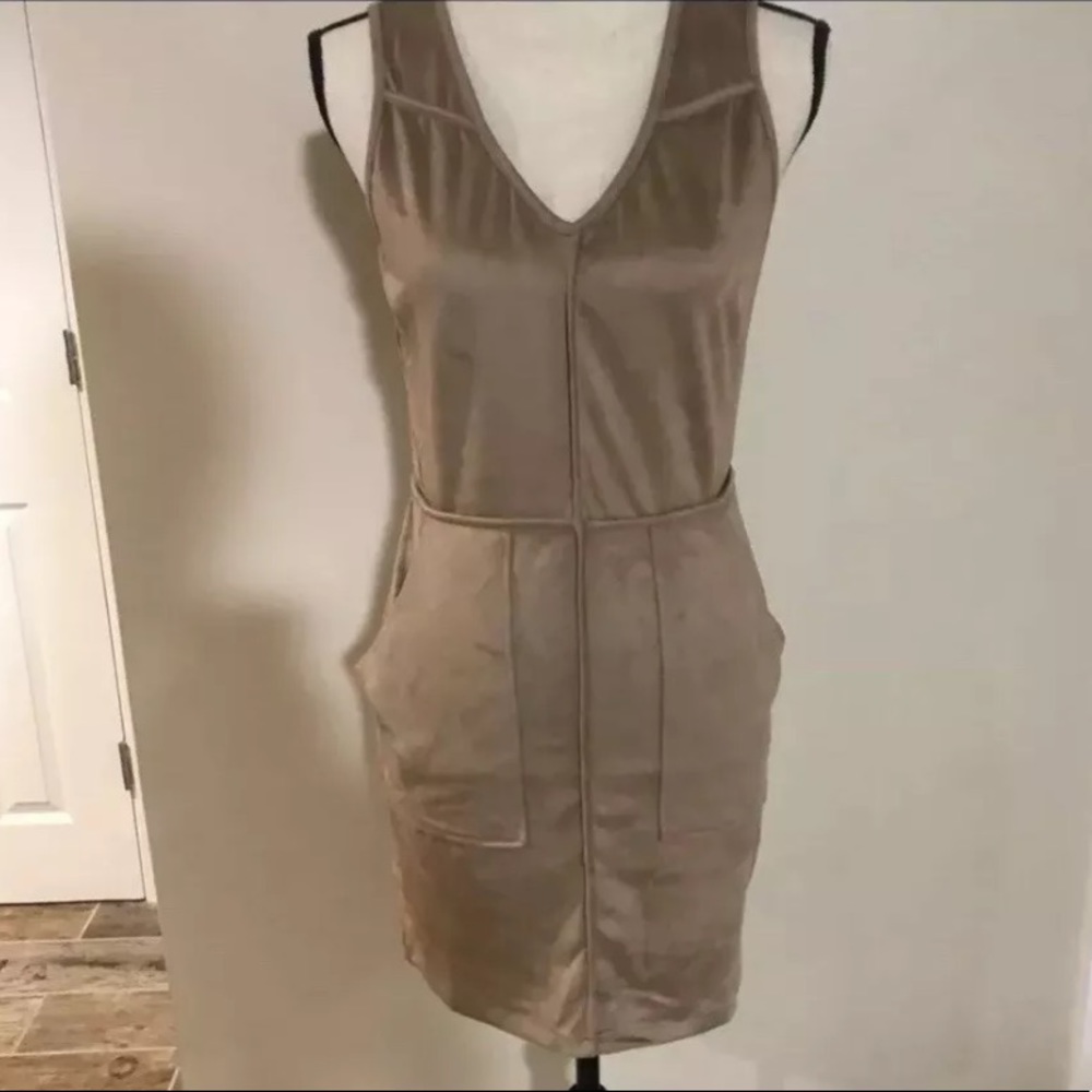Suede look dress with pockets size small